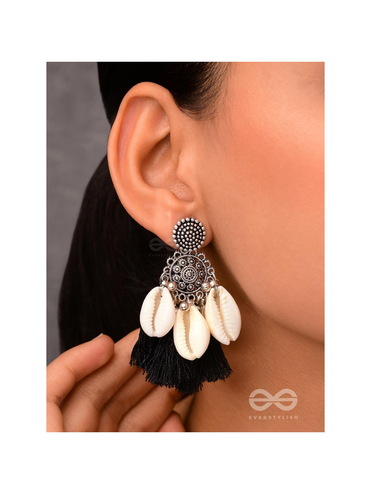 Midnight Swirls - Oxidised Earrings