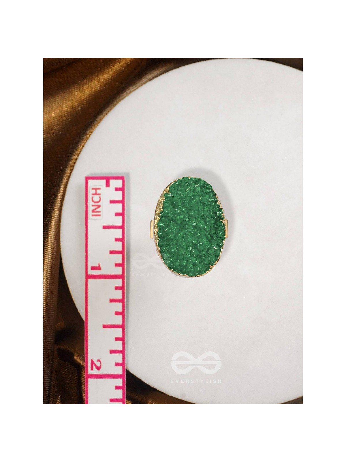 Crystal Frost - Green Druzy Ring (Adjustable)