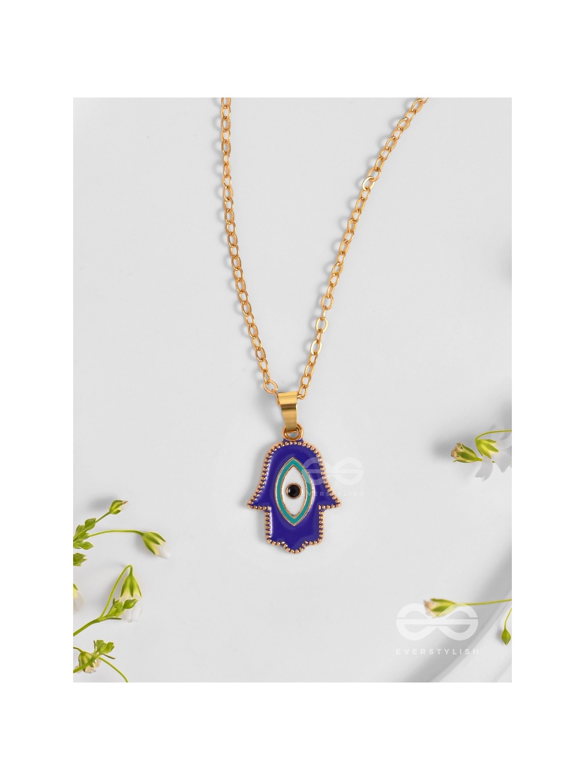 Guardian Palm - Golden Enamelled Pendant With Anti-Tarnish Coating