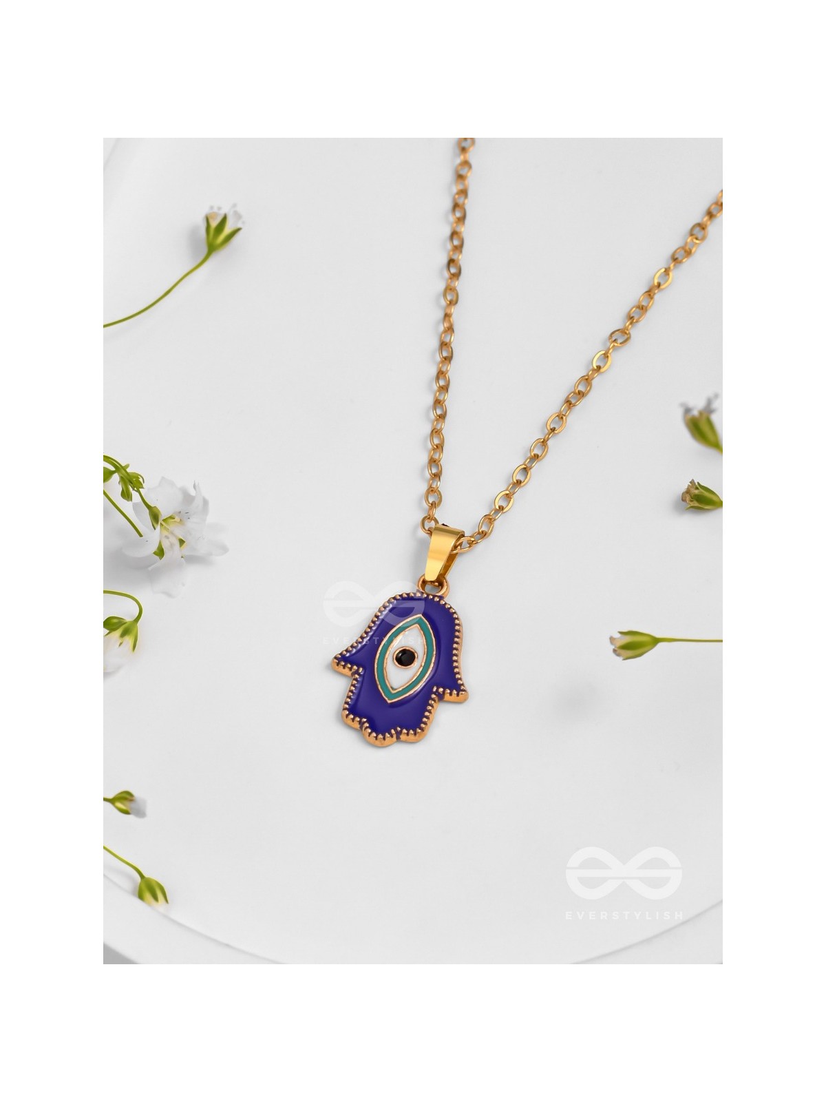 Guardian Palm - Golden Enamelled Pendant With Anti-Tarnish Coating