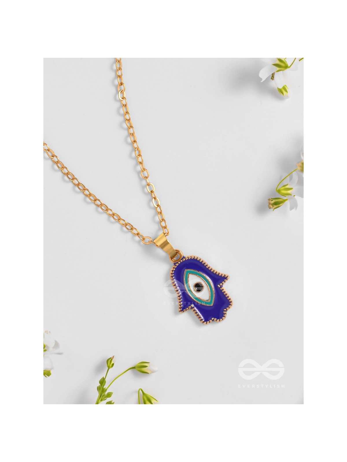 Guardian Palm - Golden Enamelled Pendant With Anti-Tarnish Coating