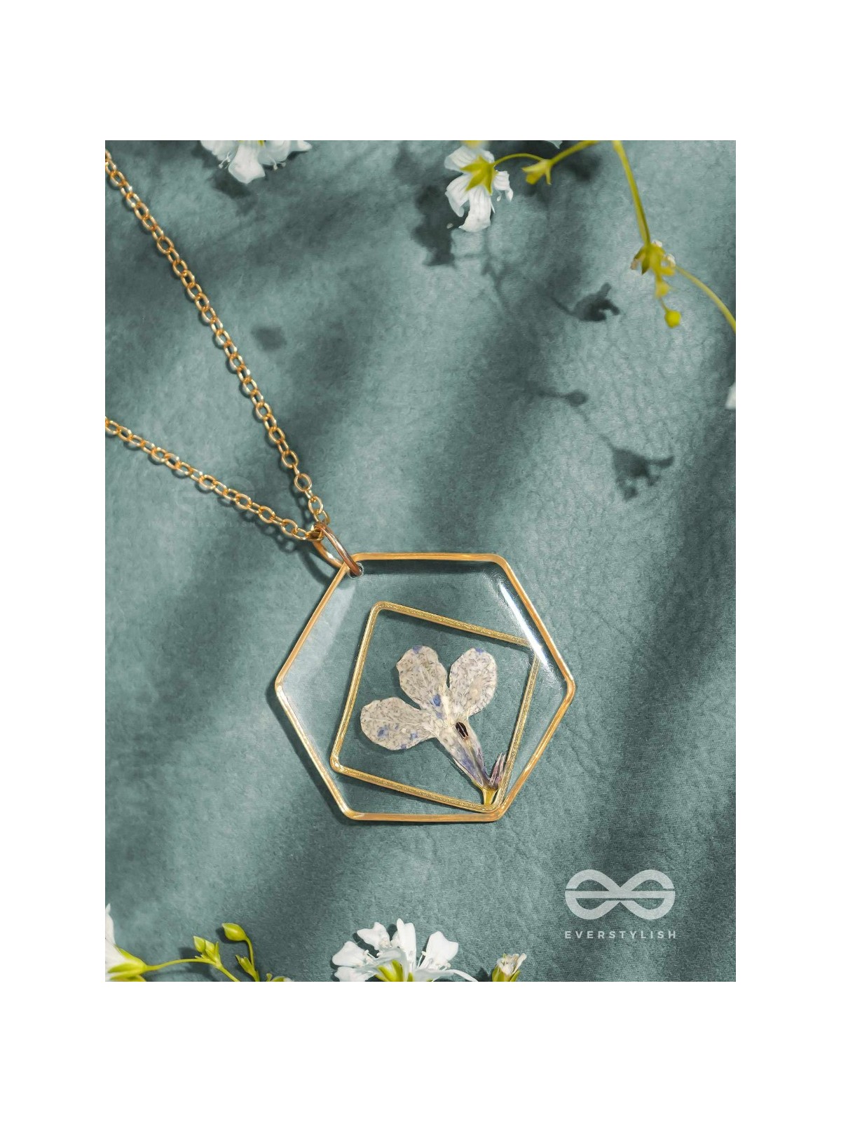 The Fairy Bloom - Pressed Flower Resin Pendant With Anti-Tarnish Coating
