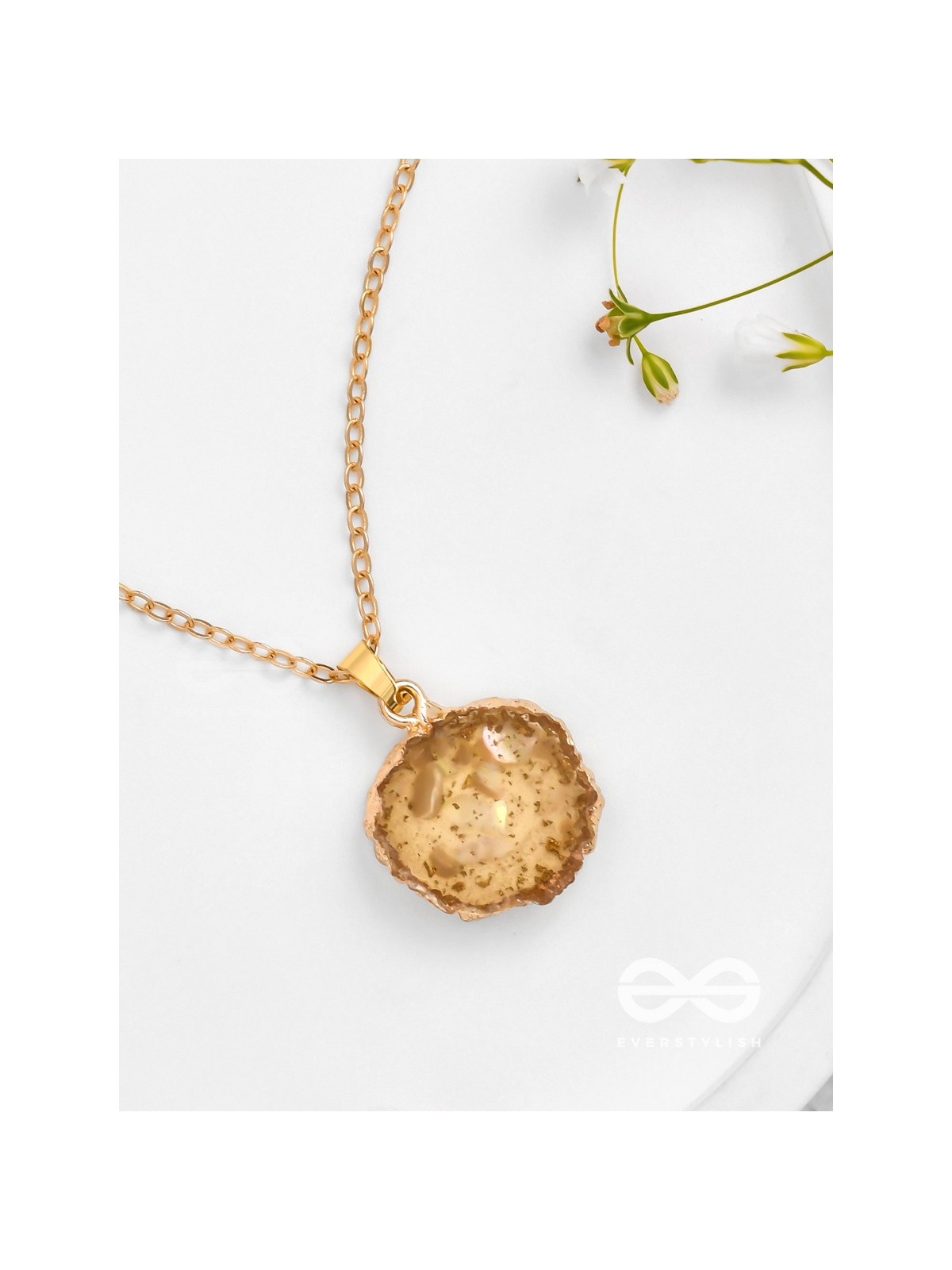 The Sunny Bloom - Golden And Yellow Resin Pendant With Anti-Tarnish Coating