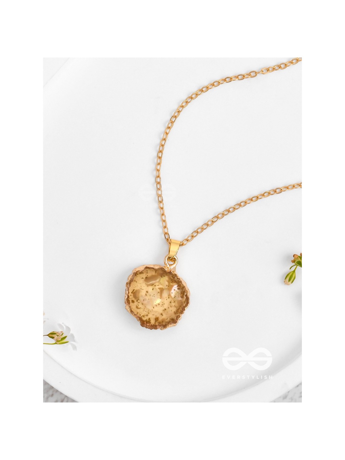 The Sunny Bloom - Golden And Yellow Resin Pendant With Anti-Tarnish Coating