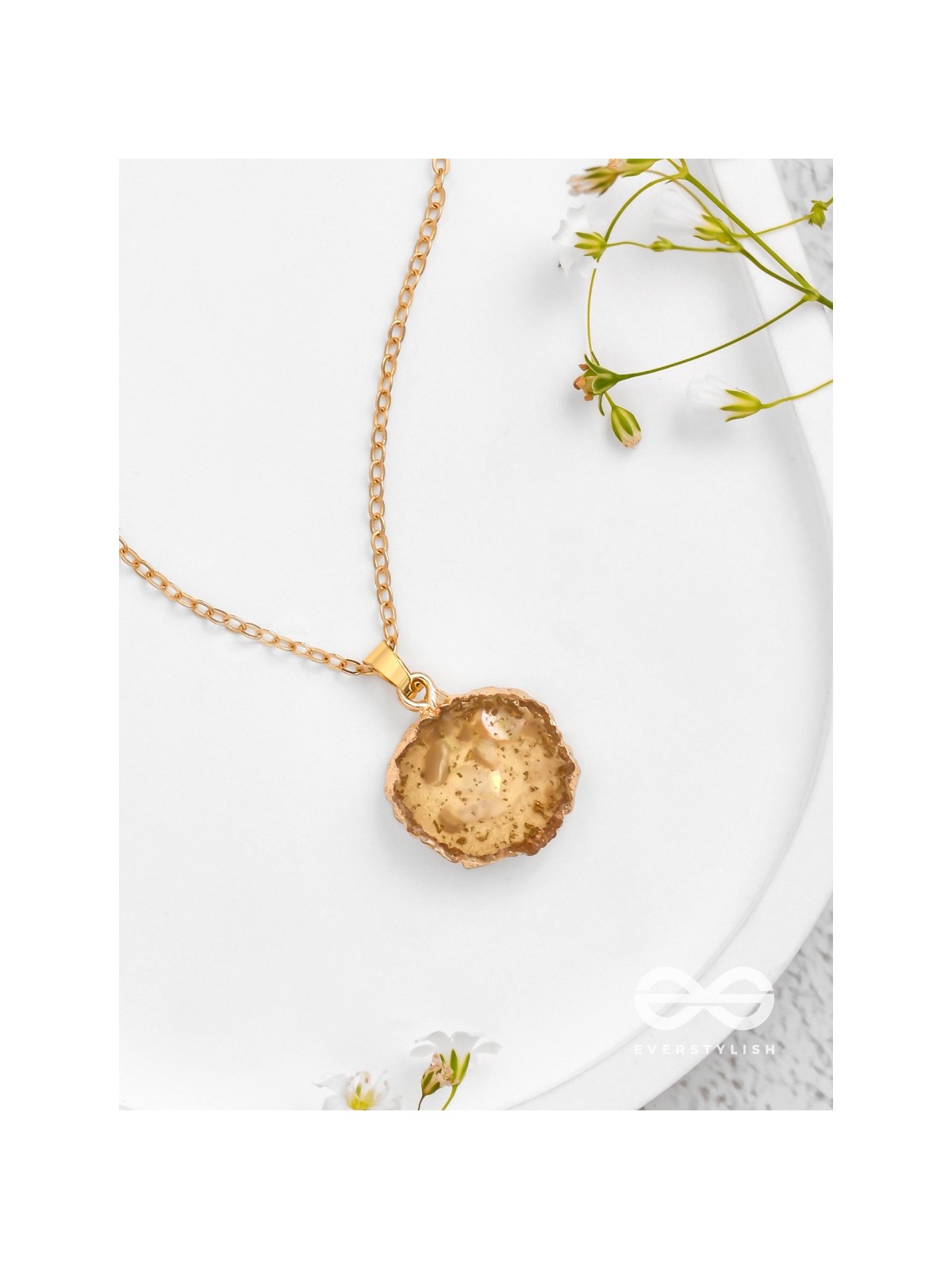 The Sunny Bloom - Golden And Yellow Resin Pendant With Anti-Tarnish Coating