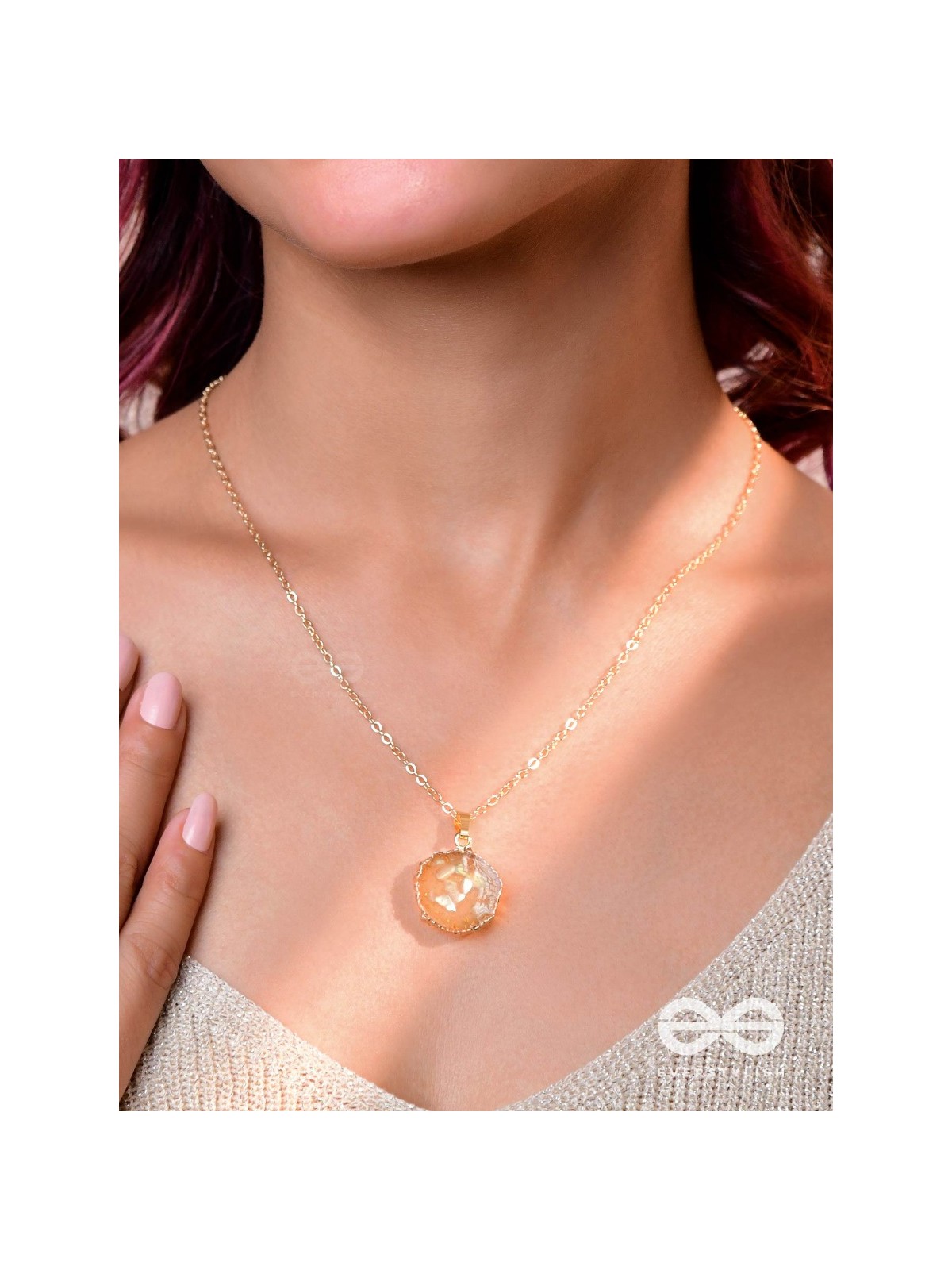 The Sunny Bloom - Golden And Yellow Resin Pendant With Anti-Tarnish Coating