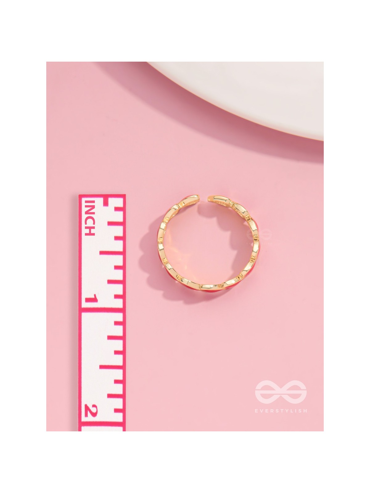 Crimson Hearts - Golden & Red Enamelled Ring