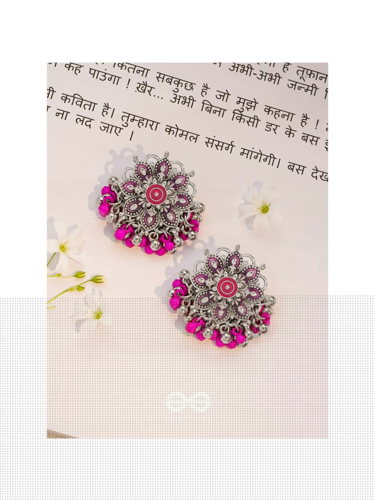 The Blooming Beauties - Enamelled Oxidised Earrings