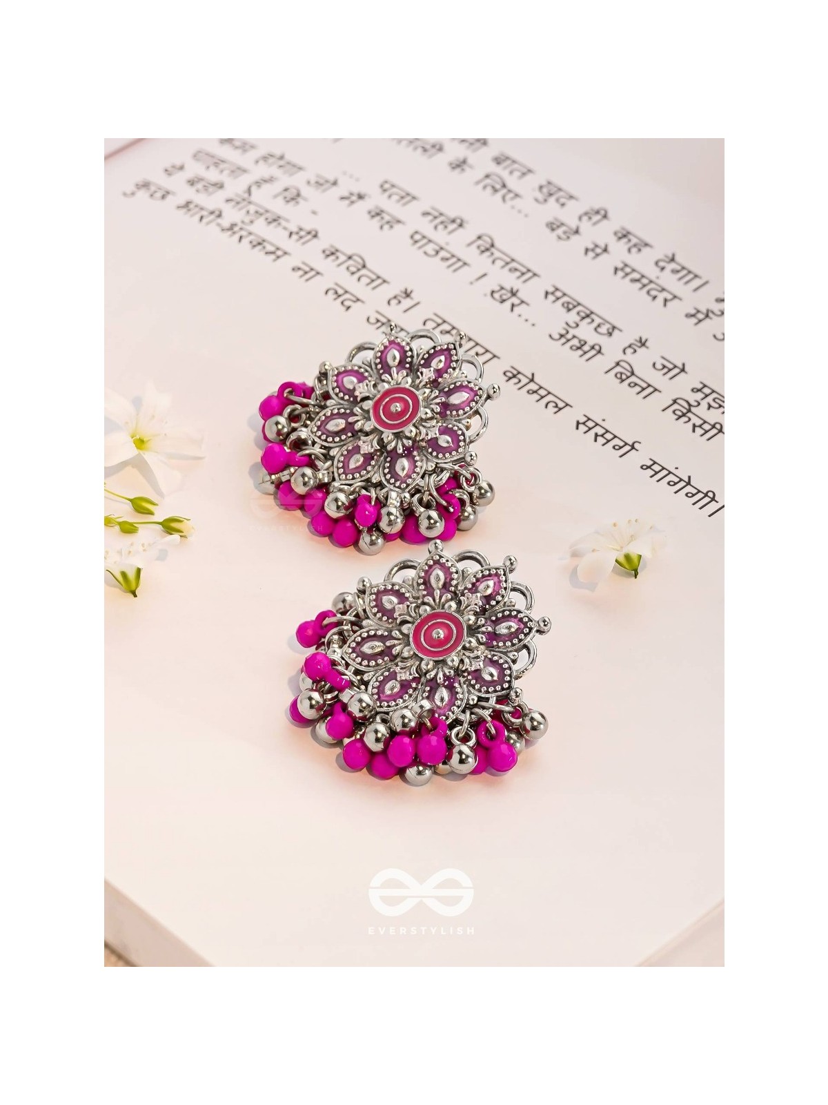 The Blooming Beauties - Enamelled Oxidised Earrings