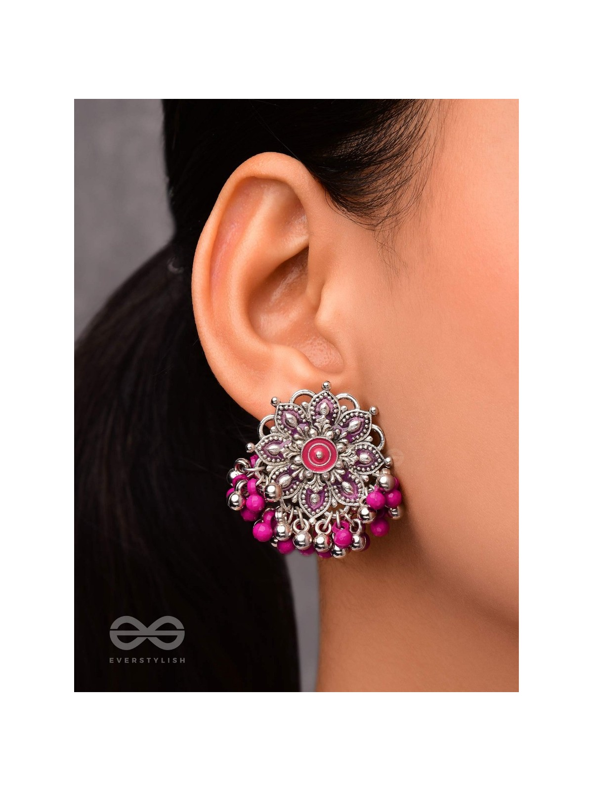 The Blooming Beauties - Enamelled Oxidised Earrings