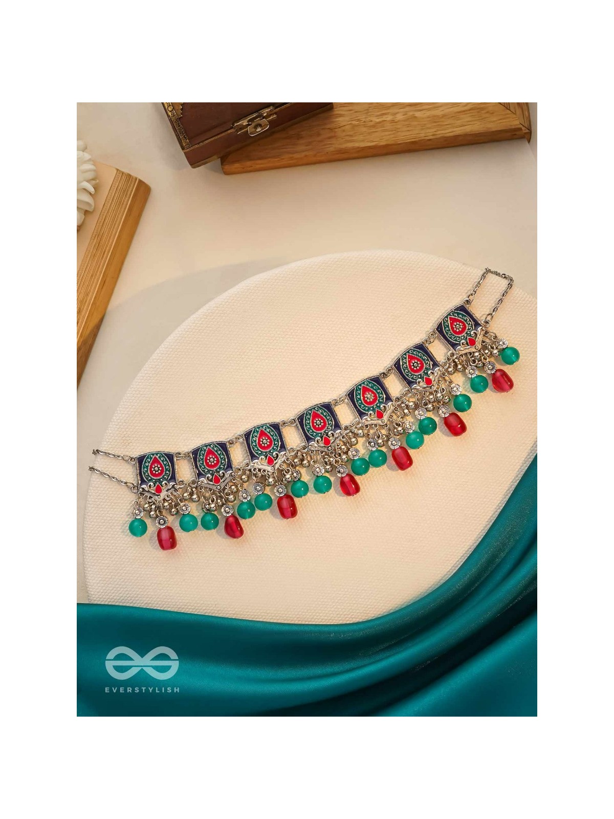 Sky Blush Swirls - Statement Enamelled Oxidised Neckpiece