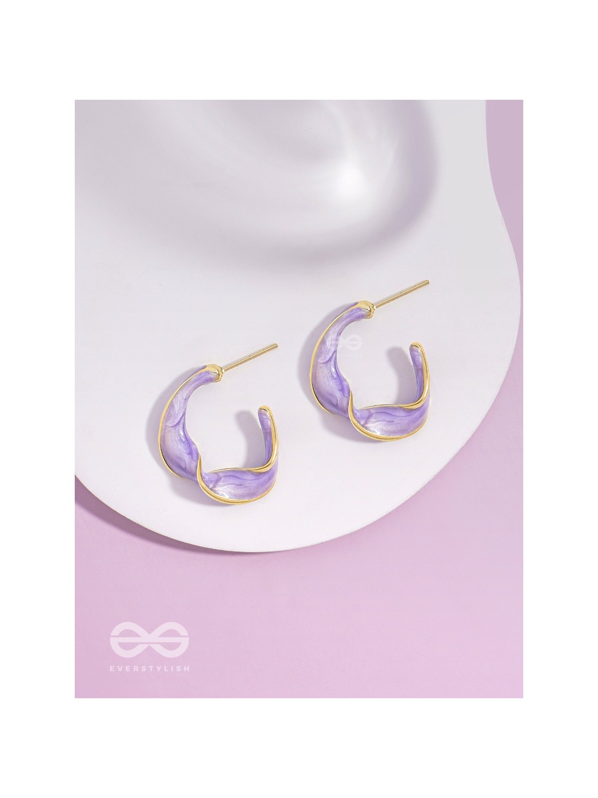 EBB AND FLOW - ENAMELLED TWISTED STUDS (PURPLE)