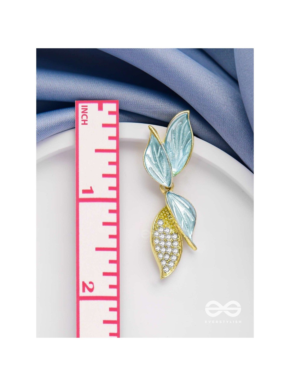 WINGS OF MAGIC - GOLDEN AND BLUE EMBELLISHED EARRINGS