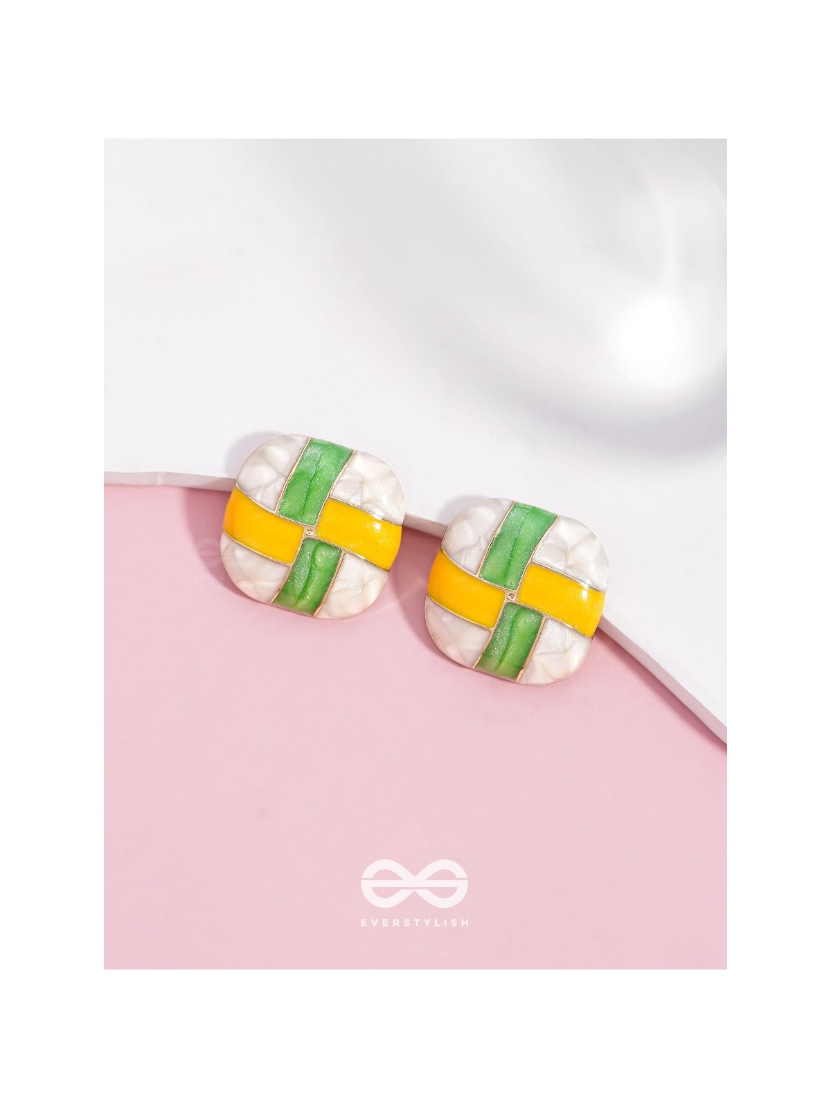 Geometric Puzzles - Enamelled Stud Earrings