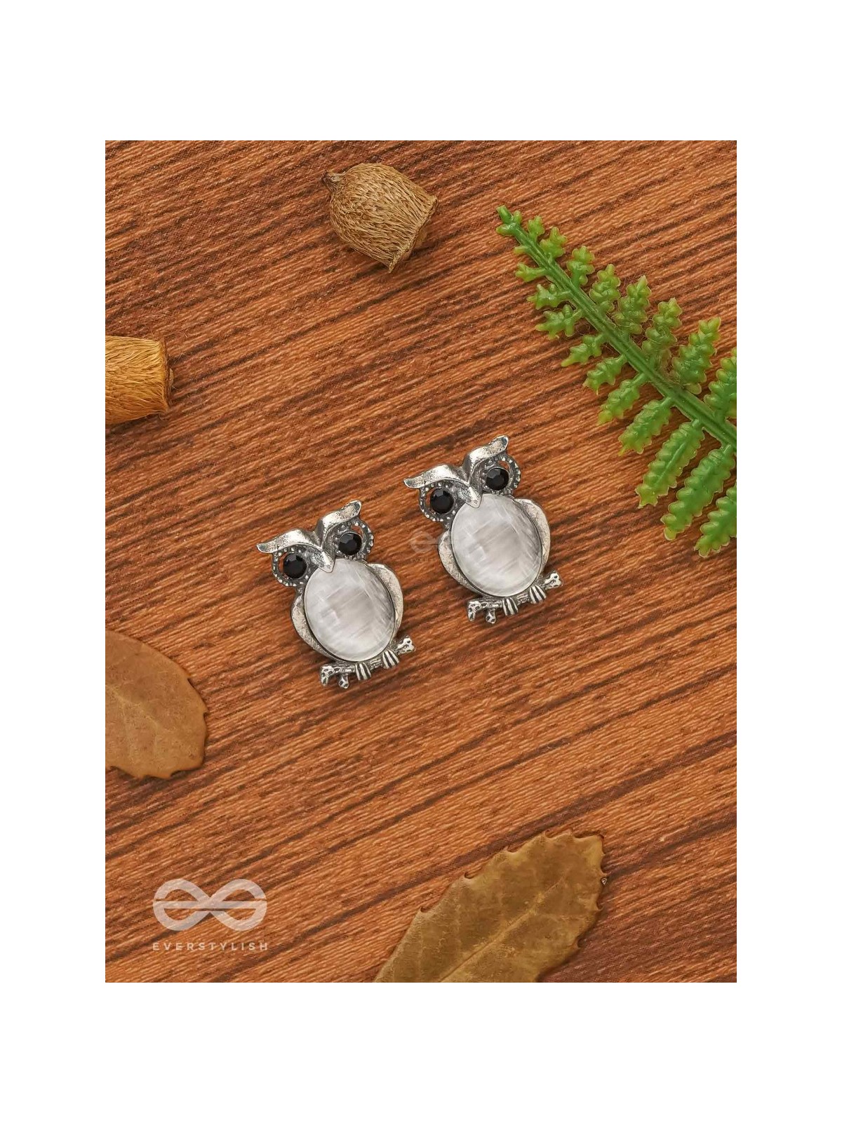 The Little Embellished Owls- Tiny Trinket Earrings(Gray)