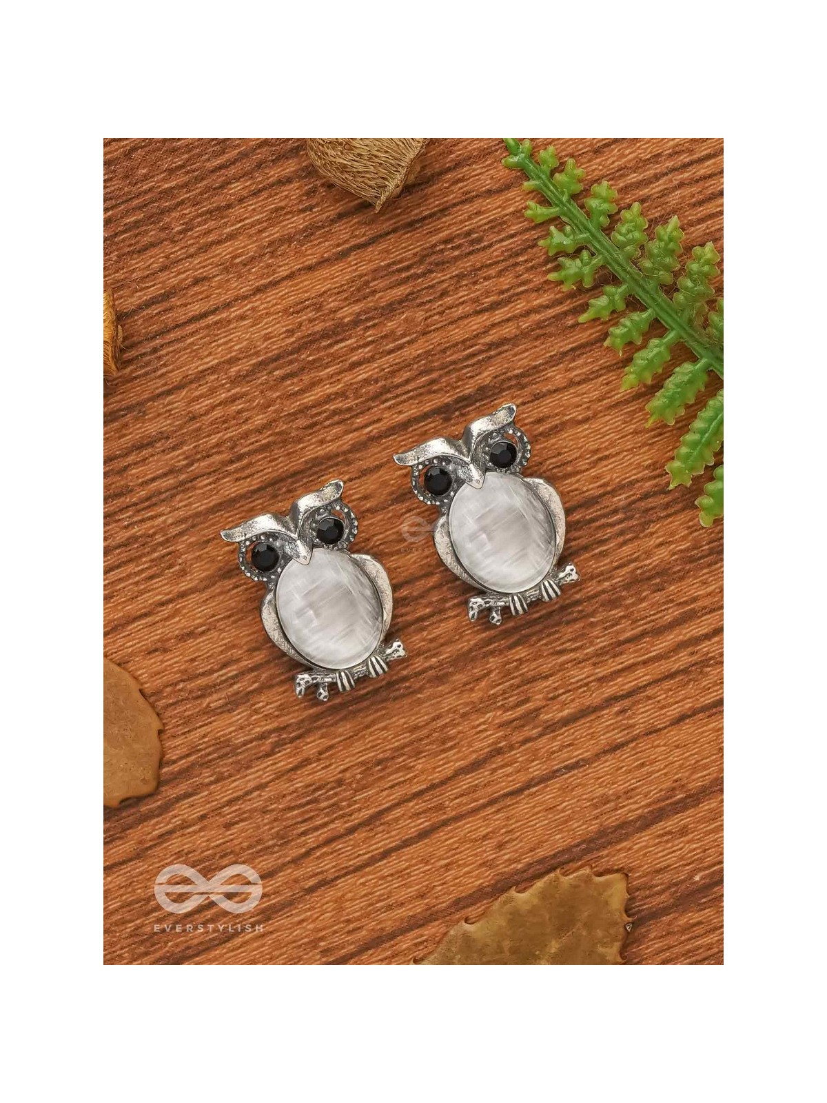 The Little Embellished Owls- Tiny Trinket Earrings(Gray)