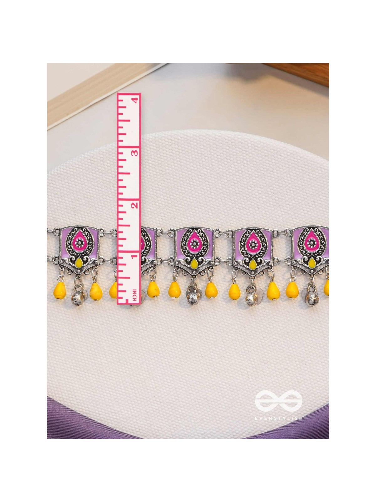 Blushing Marigold- Enamelled Oxidized Neckpiece