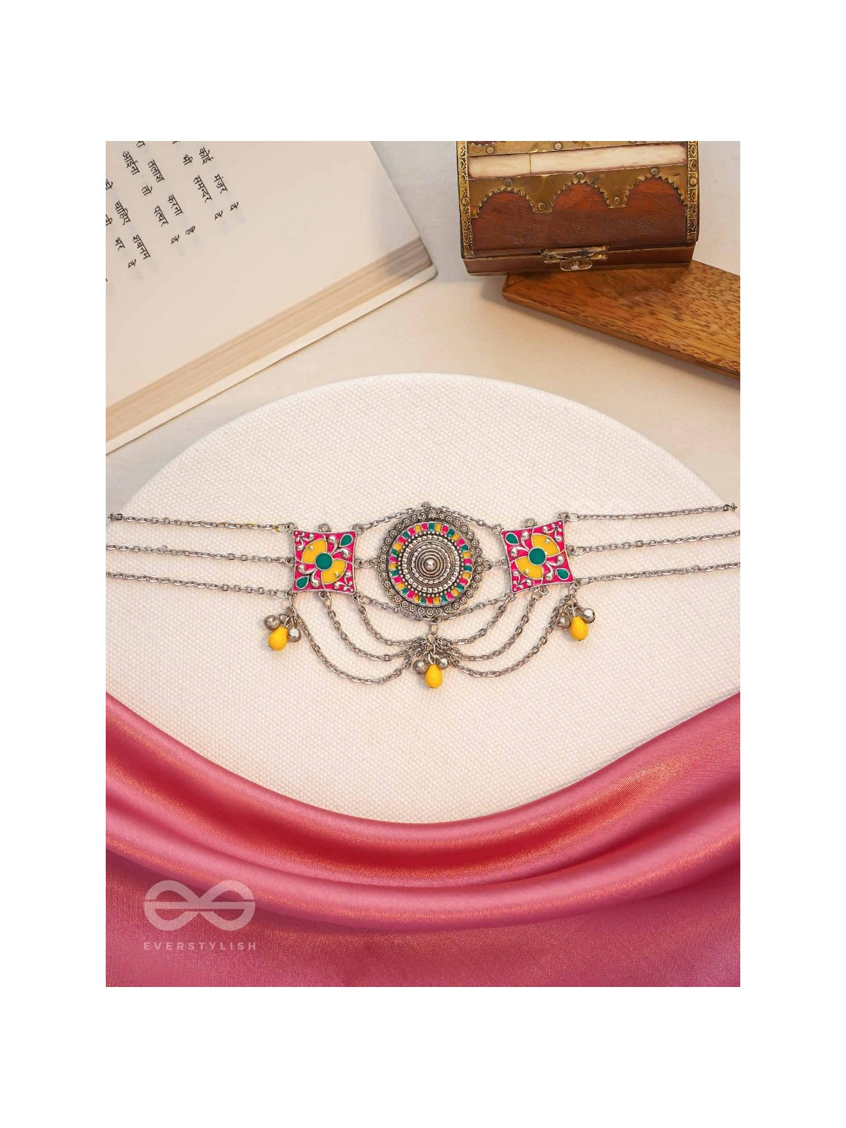 The Vibrant Splash- Enamelled Oxidised Neckpiece