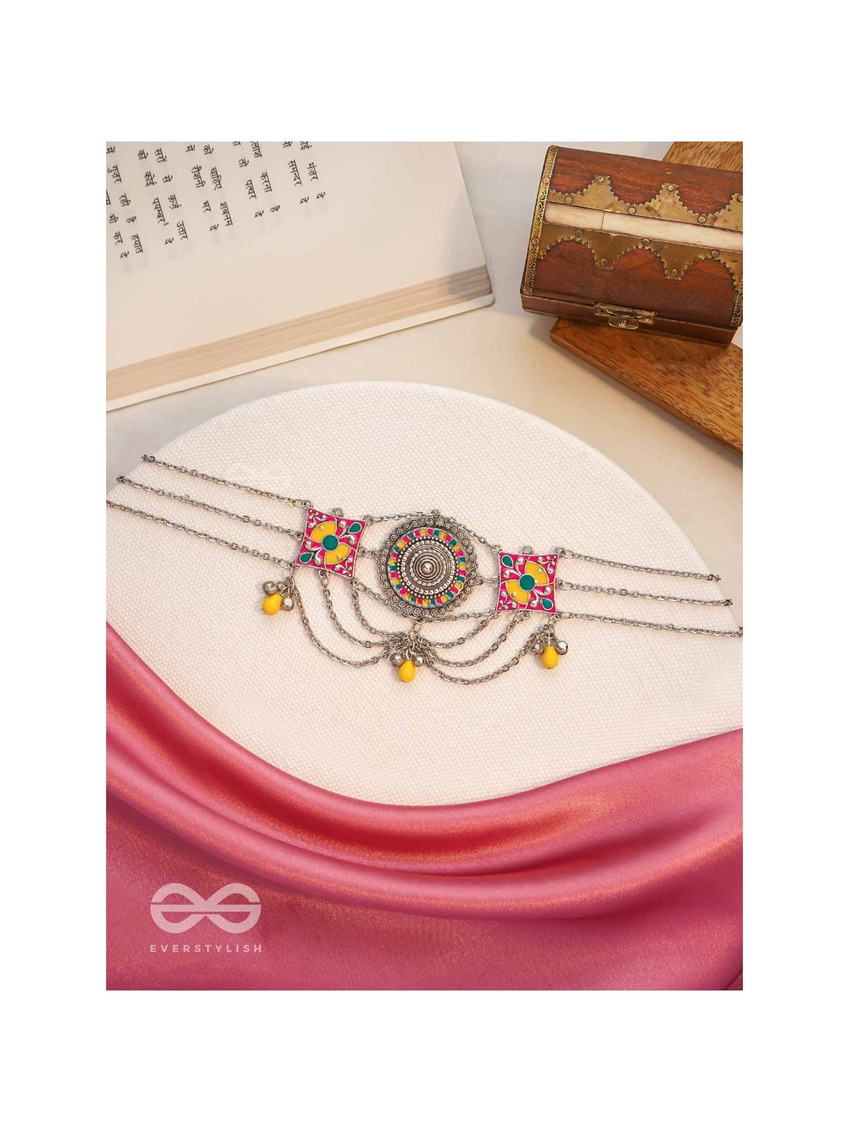 The Vibrant Splash- Enamelled Oxidised Neckpiece