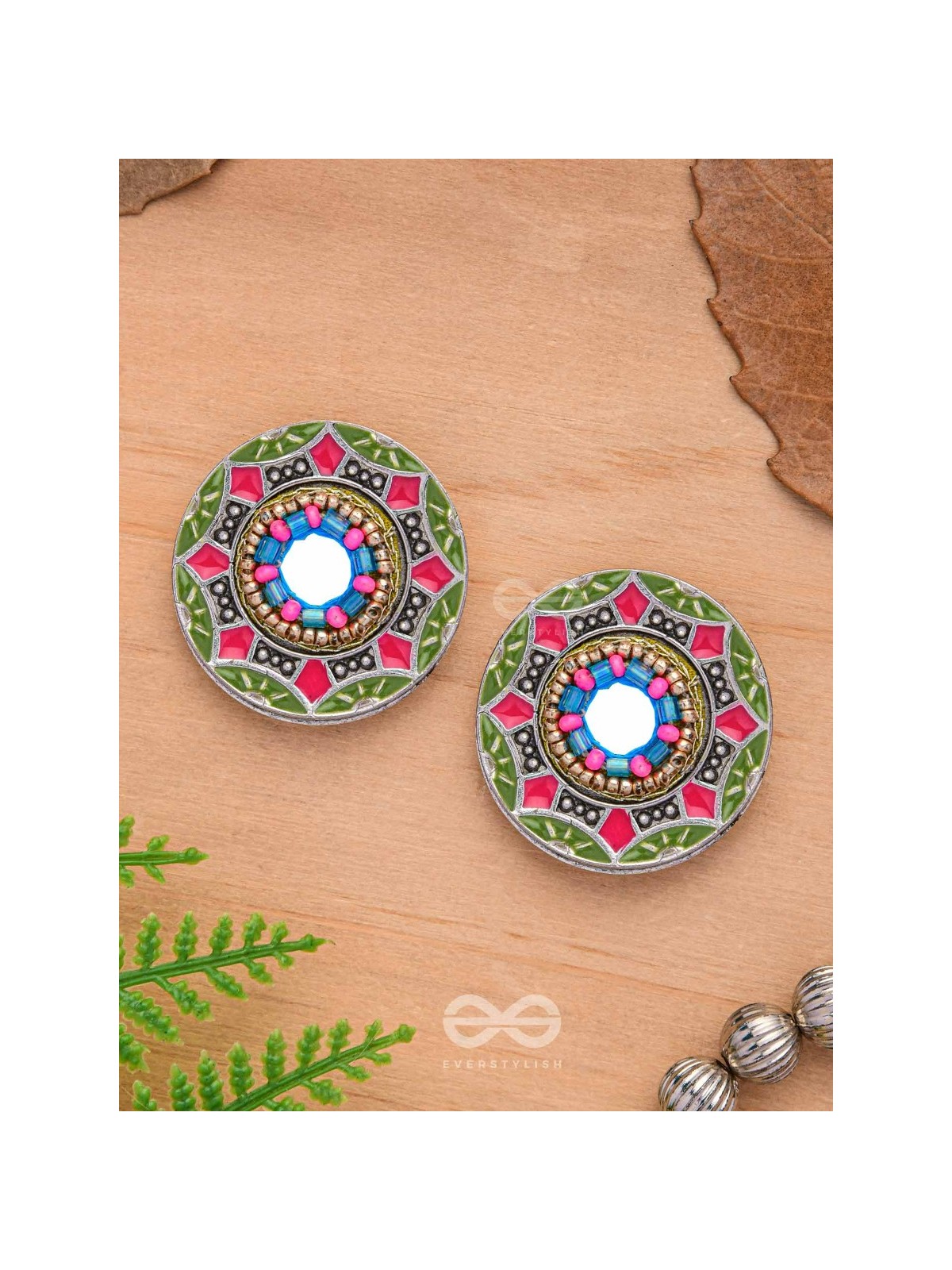 Magic Of Colors - Enamelled Oxidised Earrings