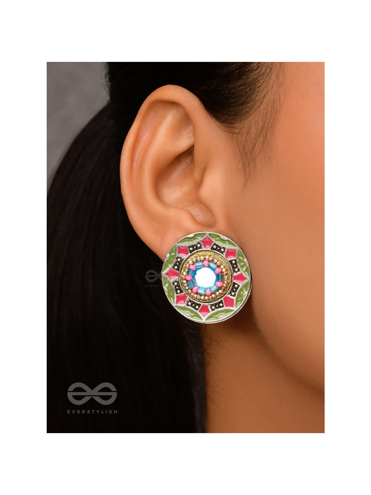 Magic Of Colors - Enamelled Oxidised Earrings