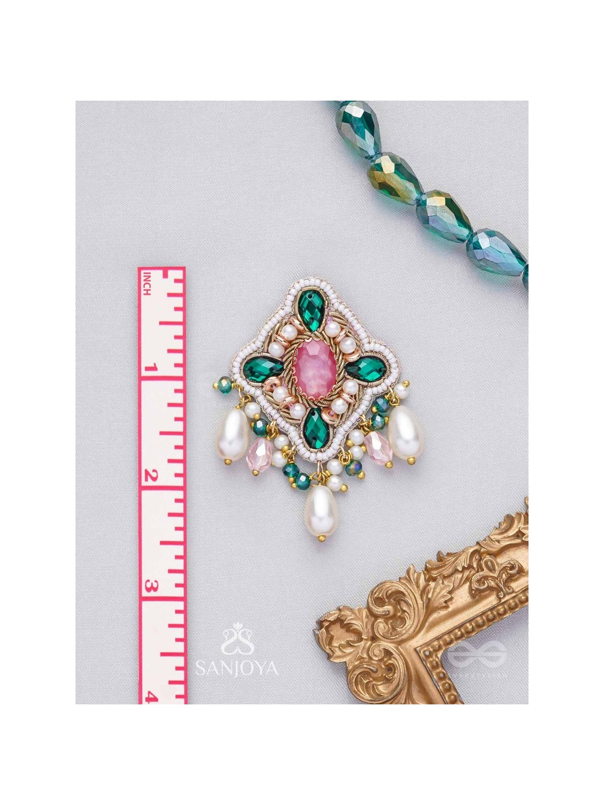 Abhivars - The Early Blossoms - Beads, Pearls And Stone Hand Embroidered Earrings