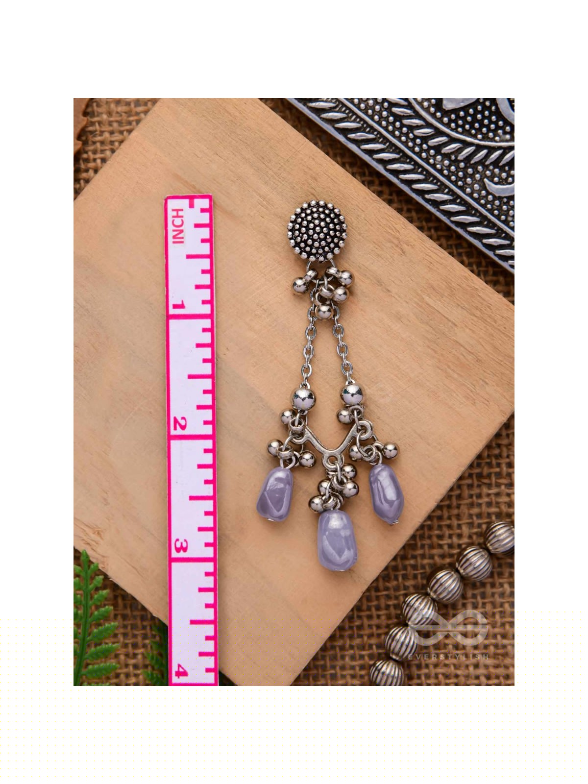 The Lilac Craze- Glass Drops Oxidised Earrings