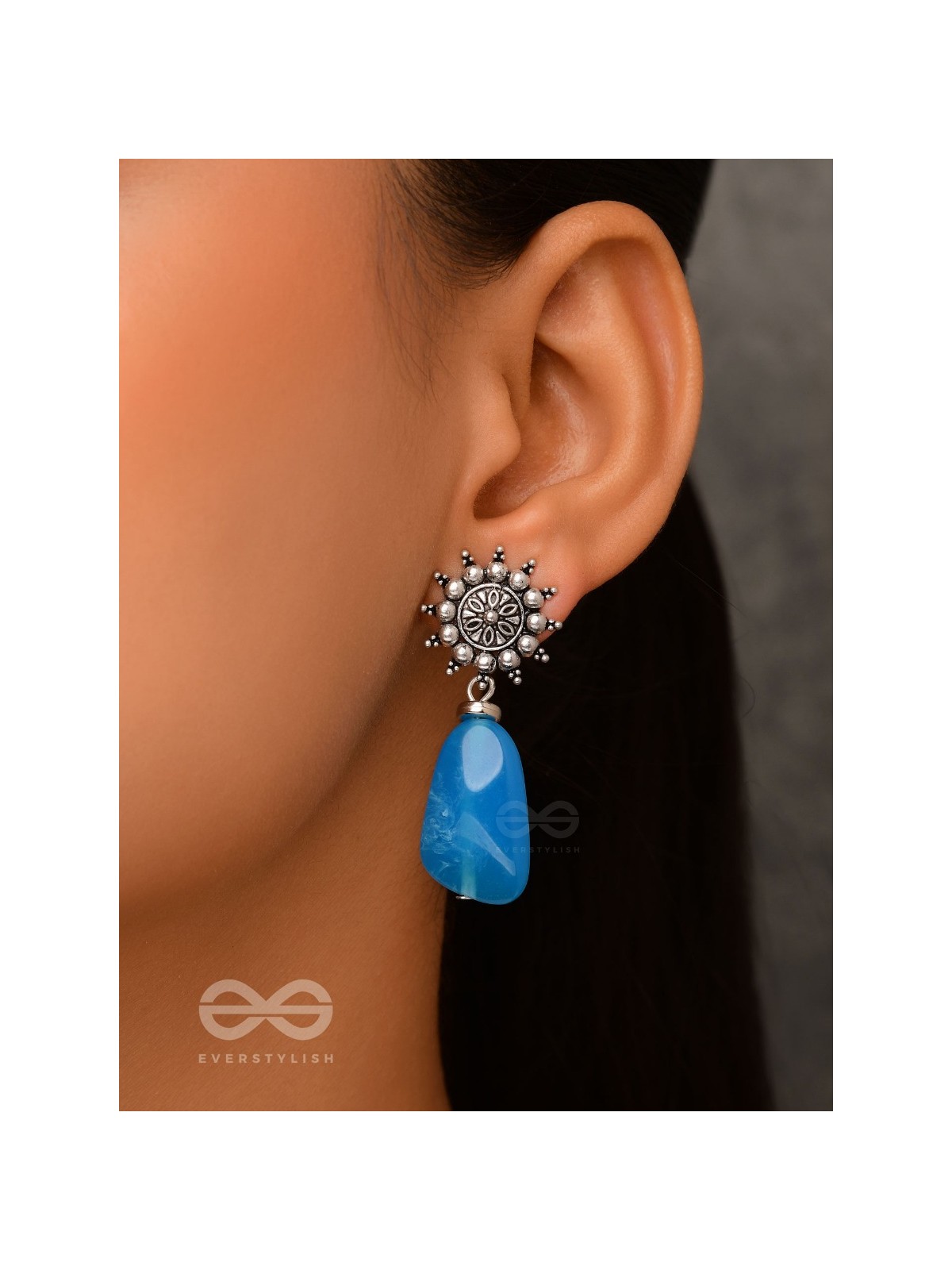 Oath Of The Sky- Stone Oxidised Earrings