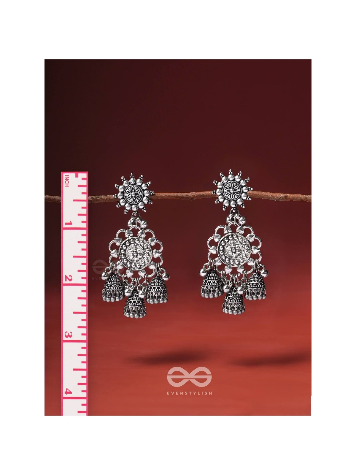 The Moon Flower- Oxidised Earrings