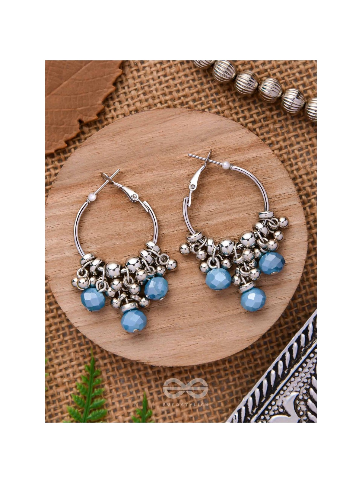 The Blue Orchid- Glass Drops Oxidised Earrings