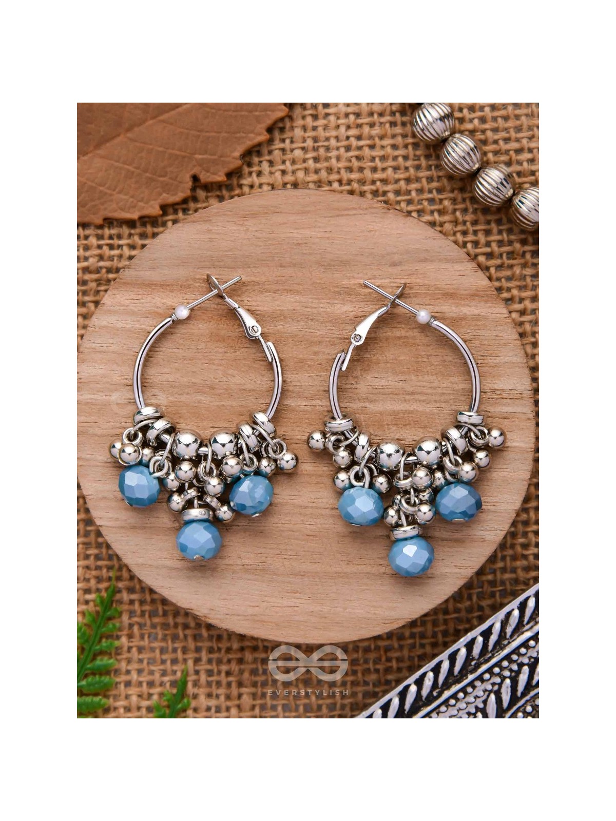 The Blue Orchid- Glass Drops Oxidised Earrings