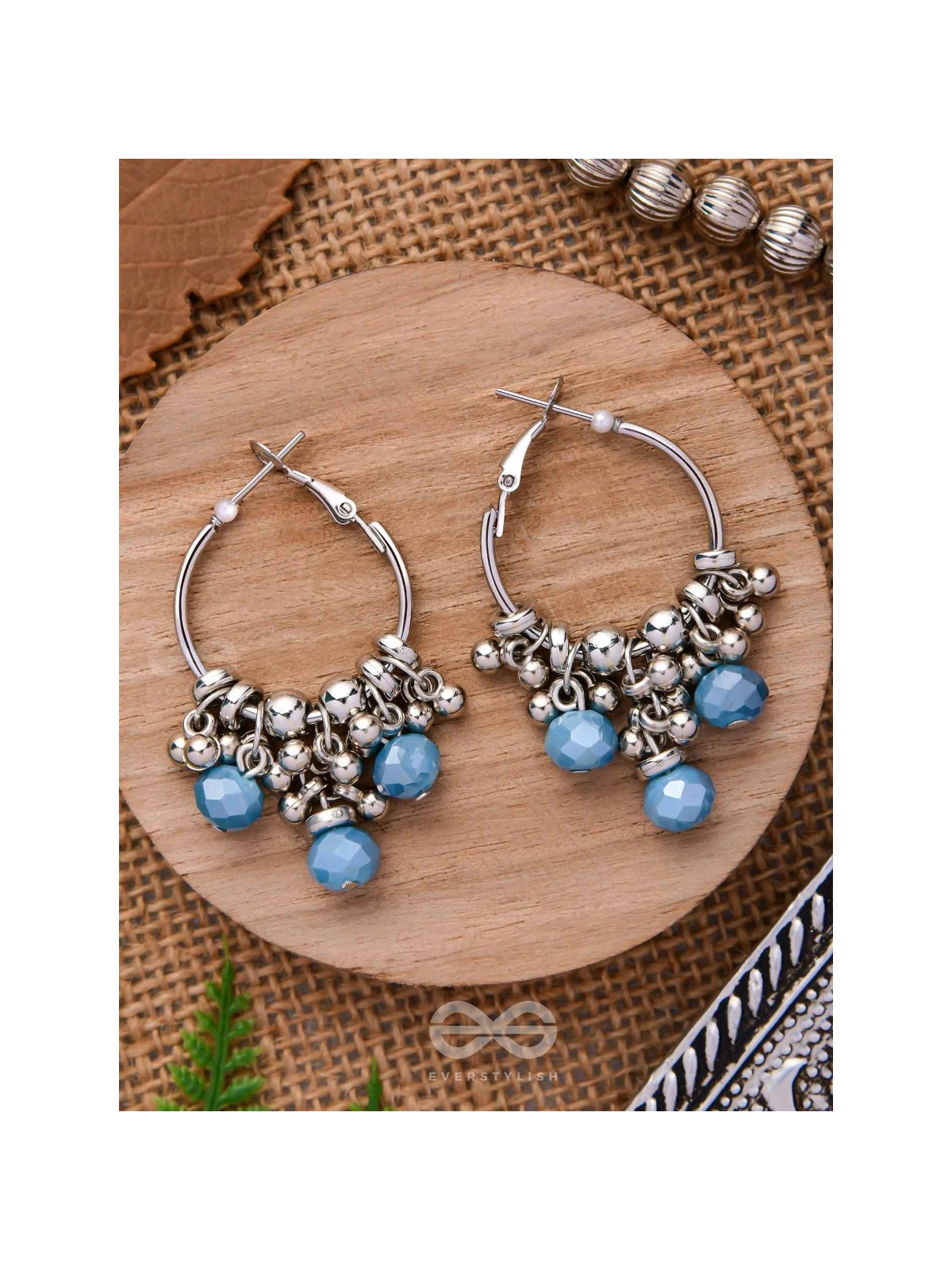 The Blue Orchid- Glass Drops Oxidised Earrings