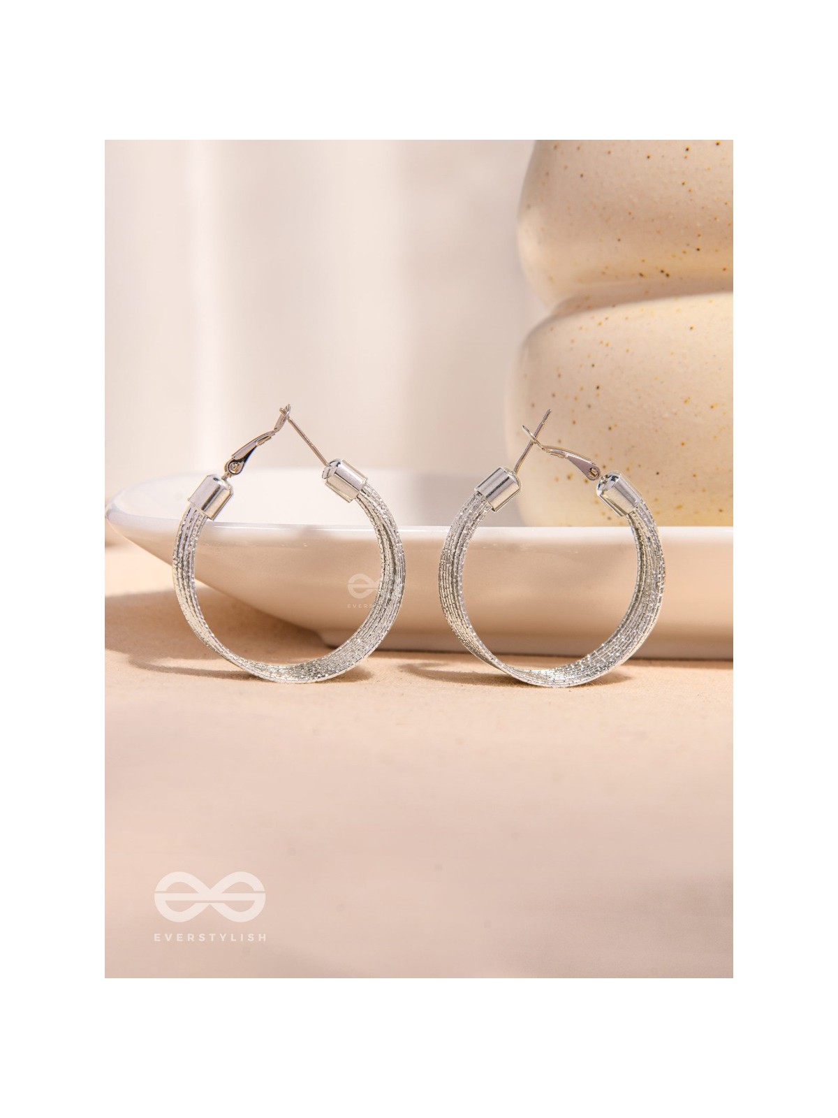Spiral Strands - Statement Silver Hoop Earrings 