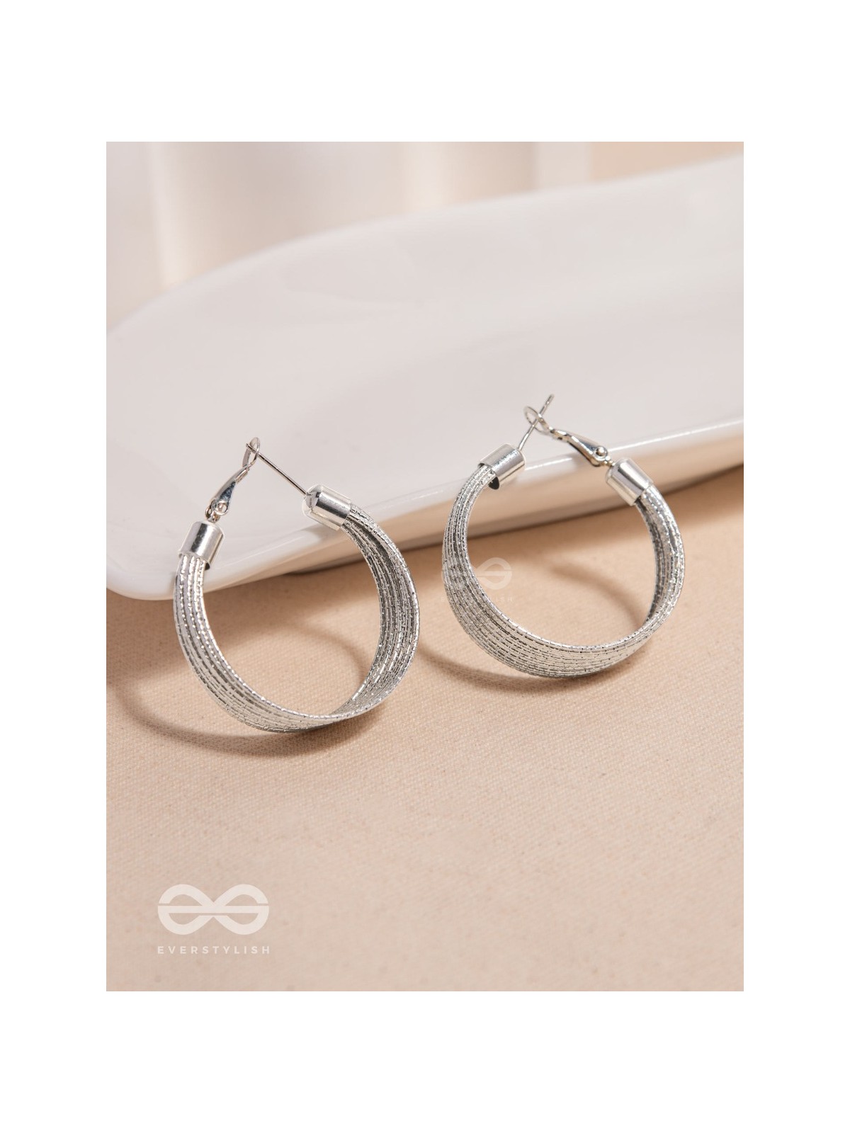 Spiral Strands - Statement Silver Hoop Earrings 