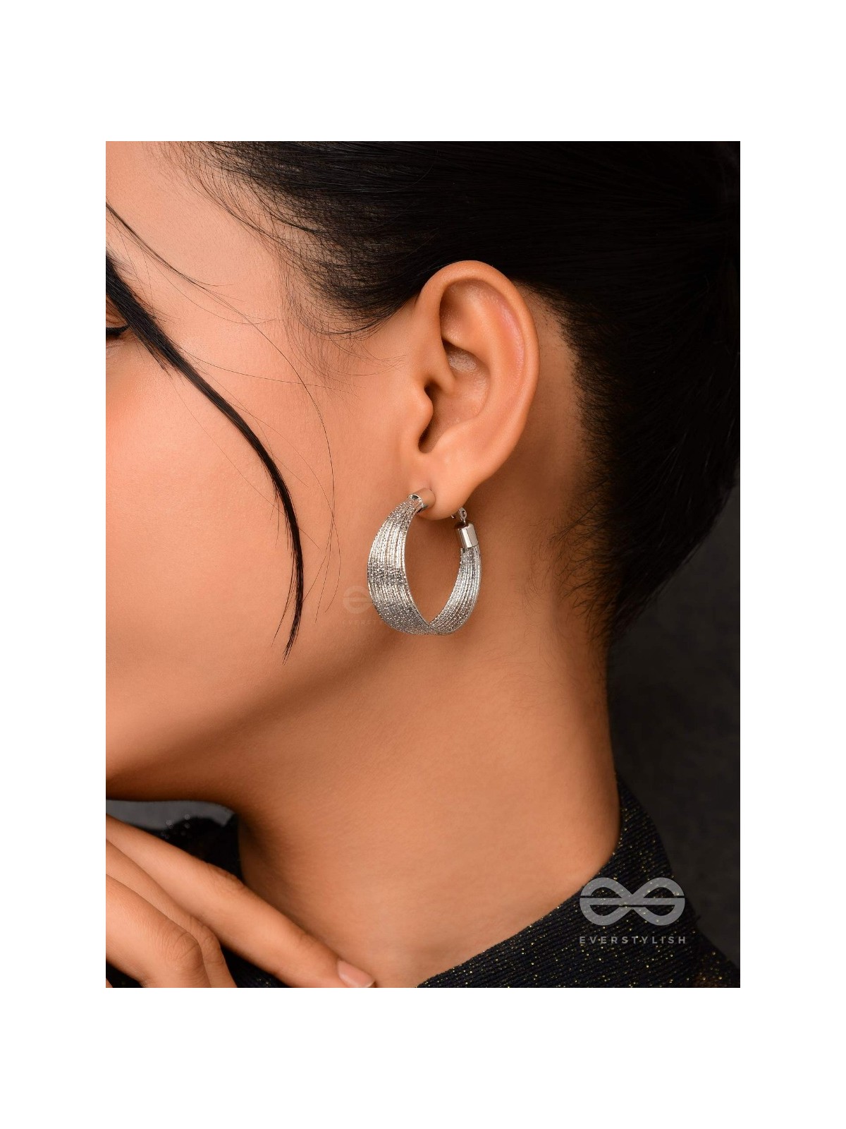 Spiral Strands - Statement Silver Hoop Earrings 