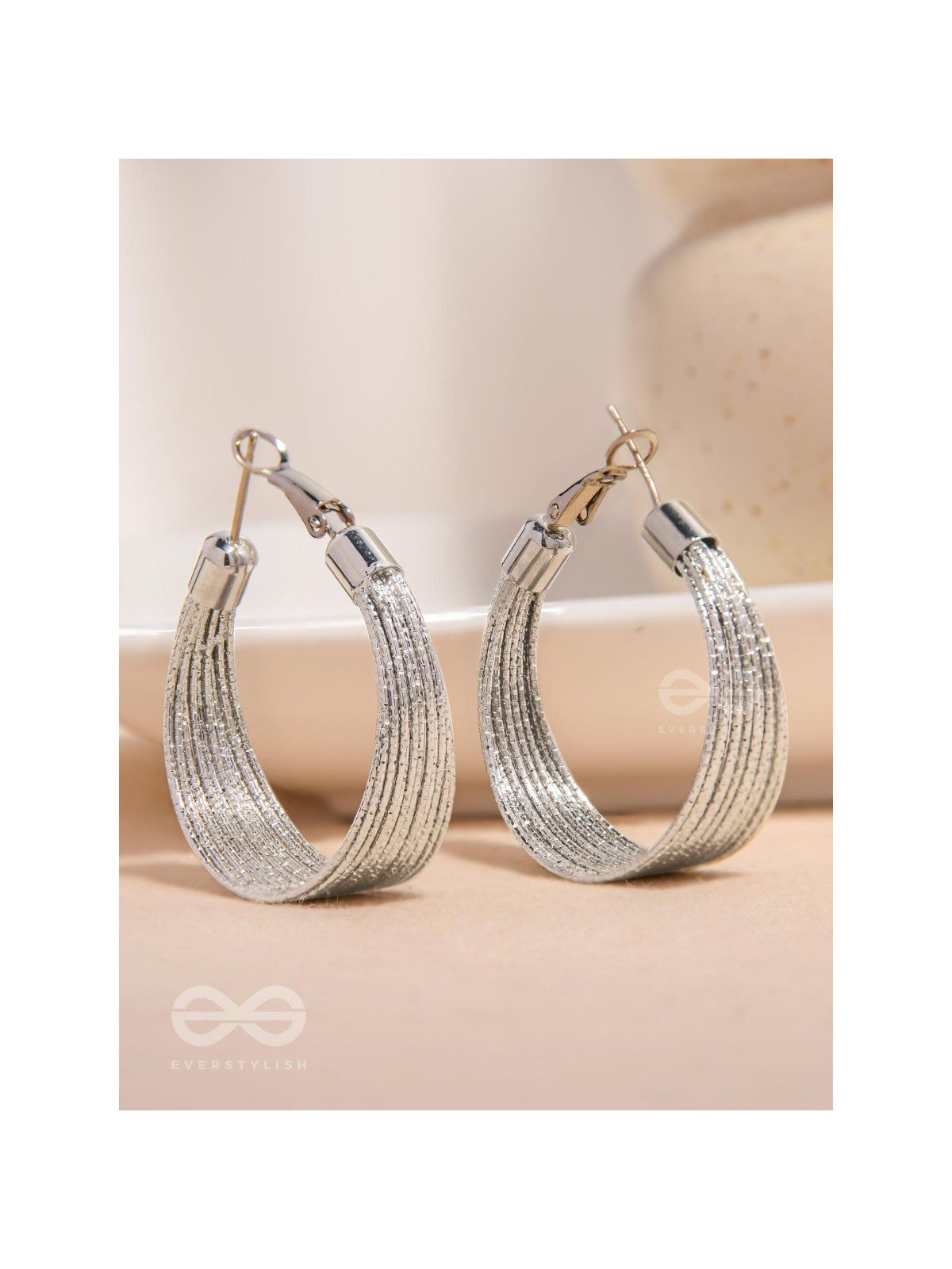 Spiral Strands - Statement Silver Hoop Earrings 