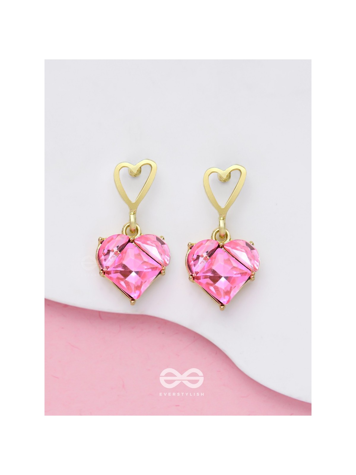 The Crystal Love - Golden Embellished Earrings