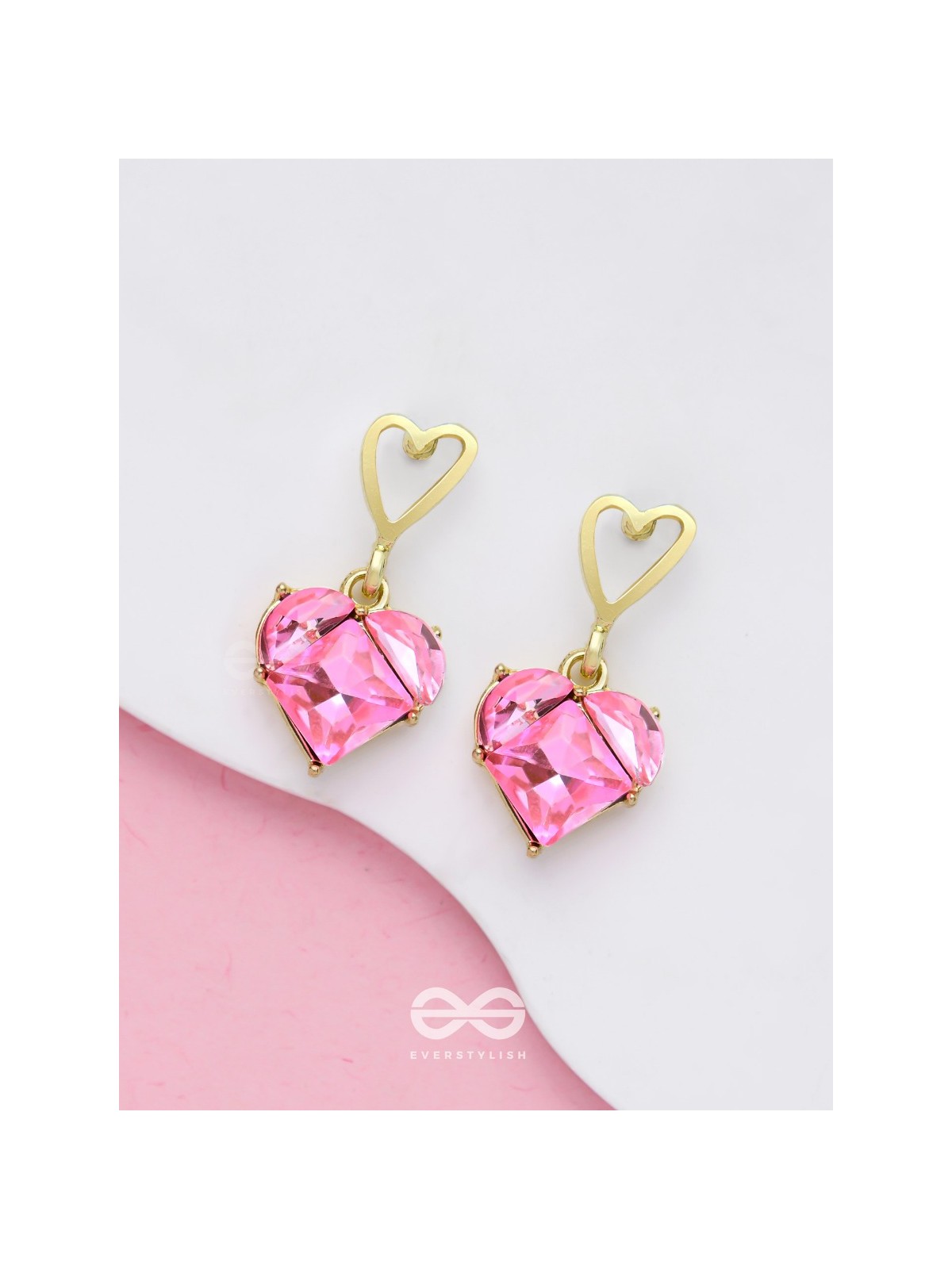 The Crystal Love - Golden Embellished Earrings