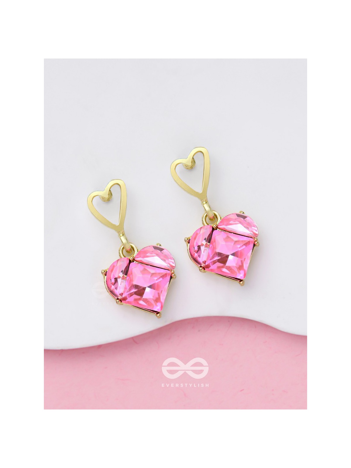 The Crystal Love - Golden Embellished Earrings