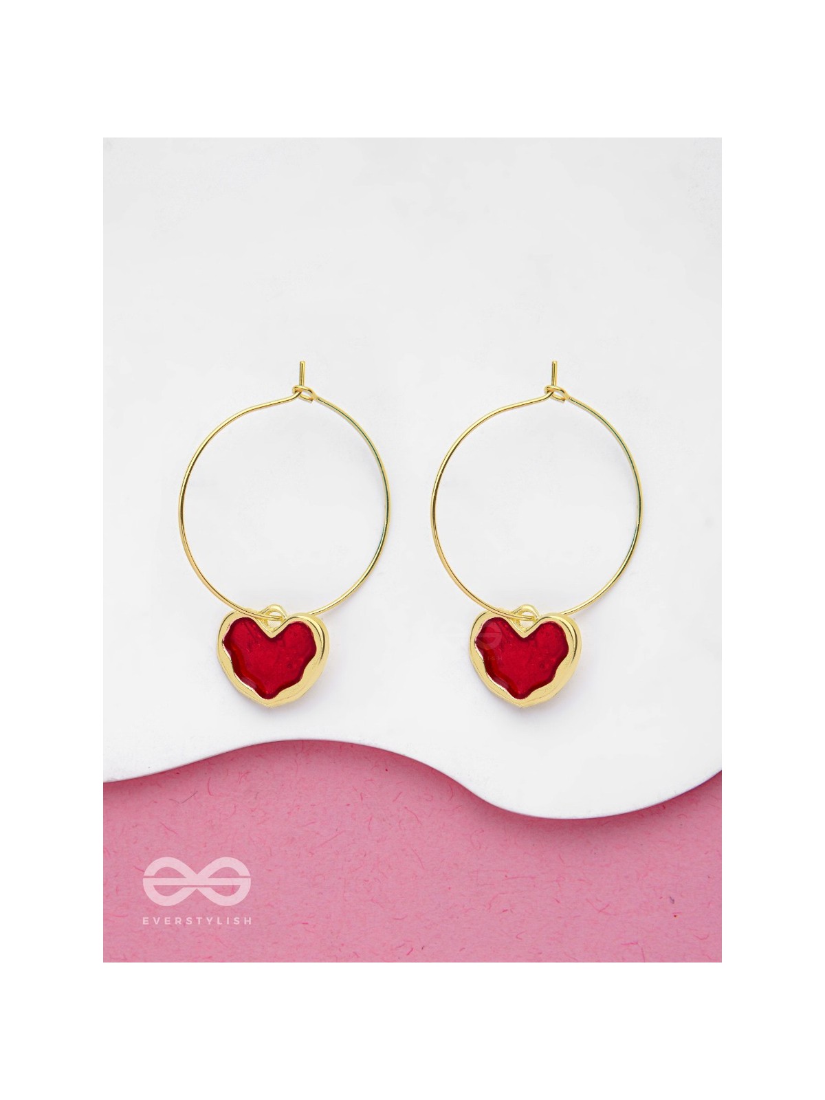 THE HEARTFELT EMBRACE - GOLDEN ENAMELLED HOOPS