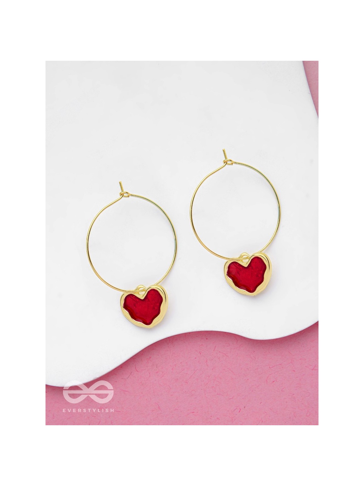 THE HEARTFELT EMBRACE - GOLDEN ENAMELLED HOOPS