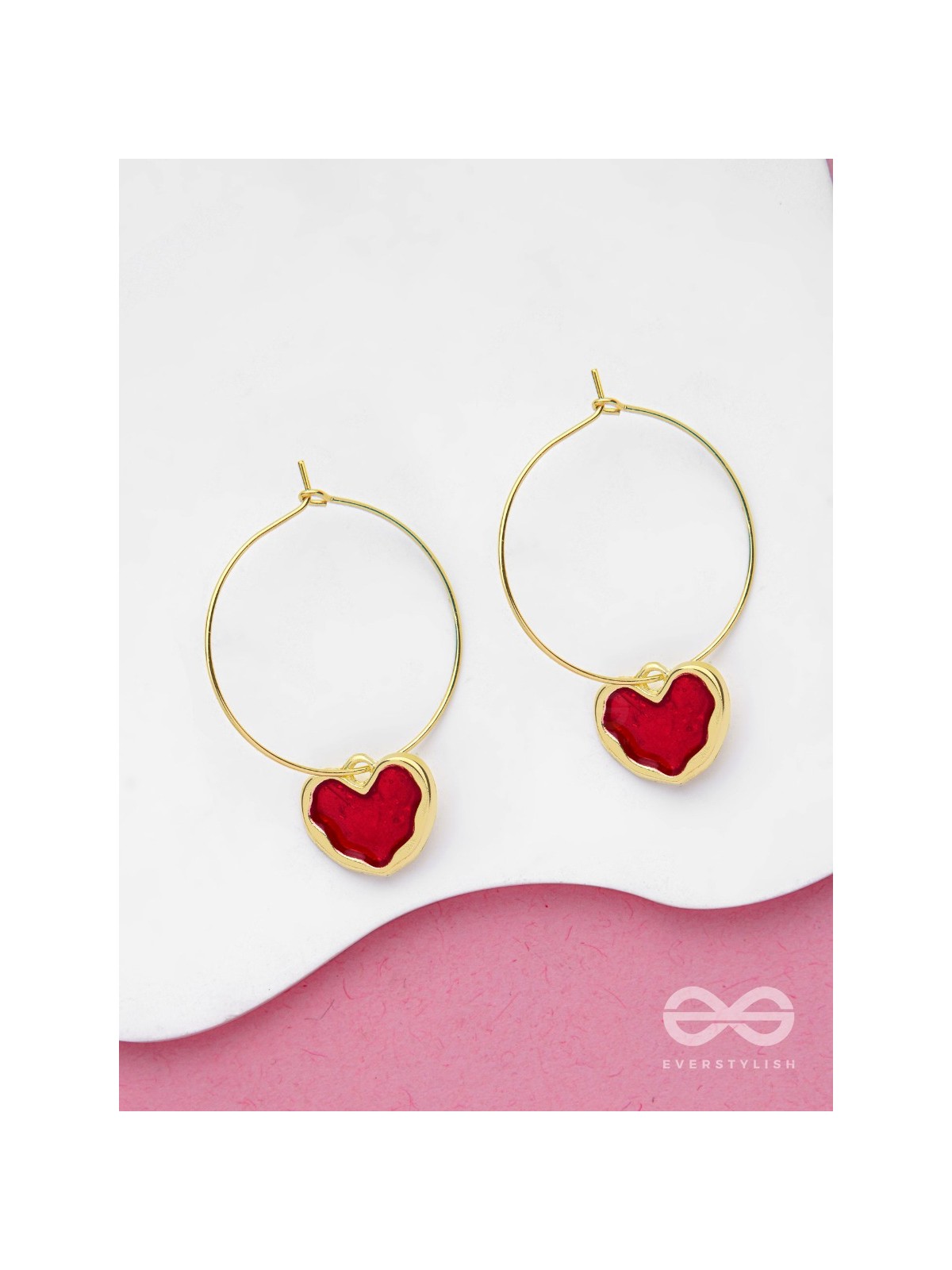 THE HEARTFELT EMBRACE - GOLDEN ENAMELLED HOOPS
