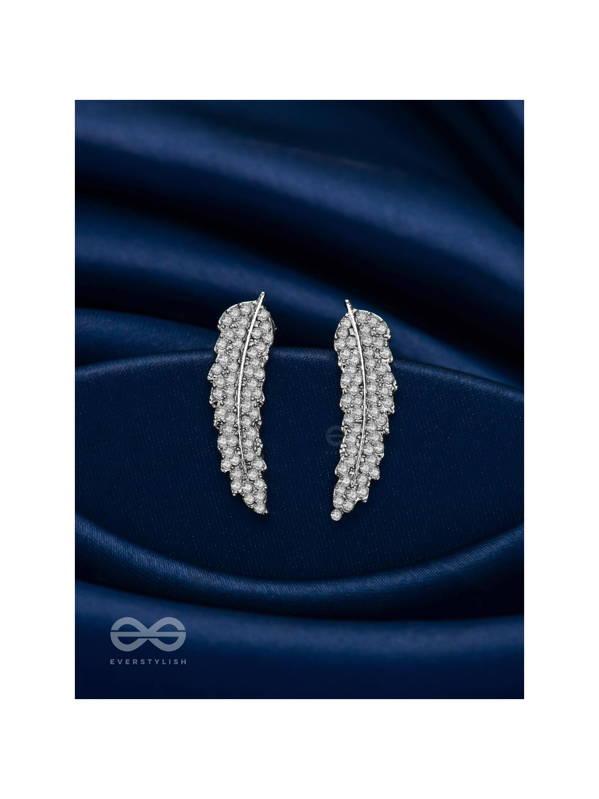 Feathered Finesse- Statement Embellished Earrings 