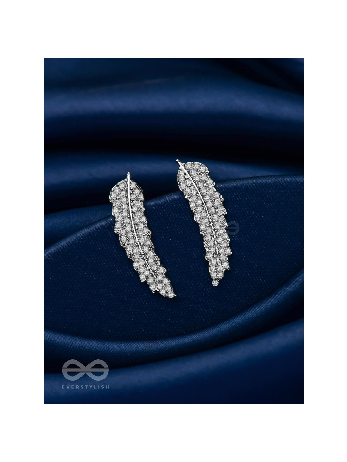Feathered Finesse- Statement Embellished Earrings 