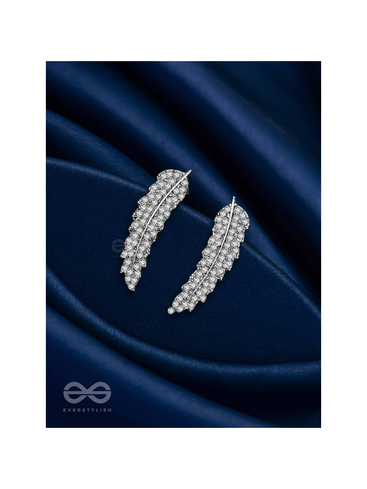 Feathered Finesse- Statement Embellished Earrings 