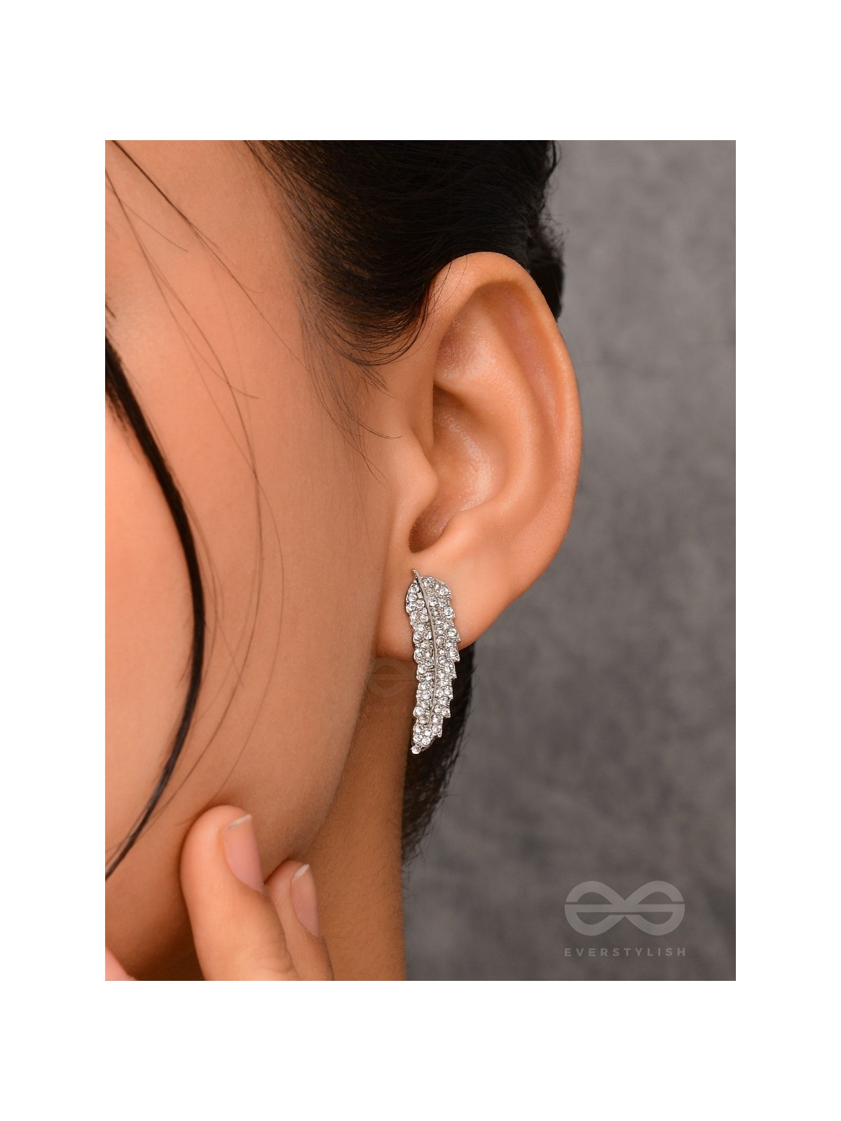 Feathered Finesse- Statement Embellished Earrings 