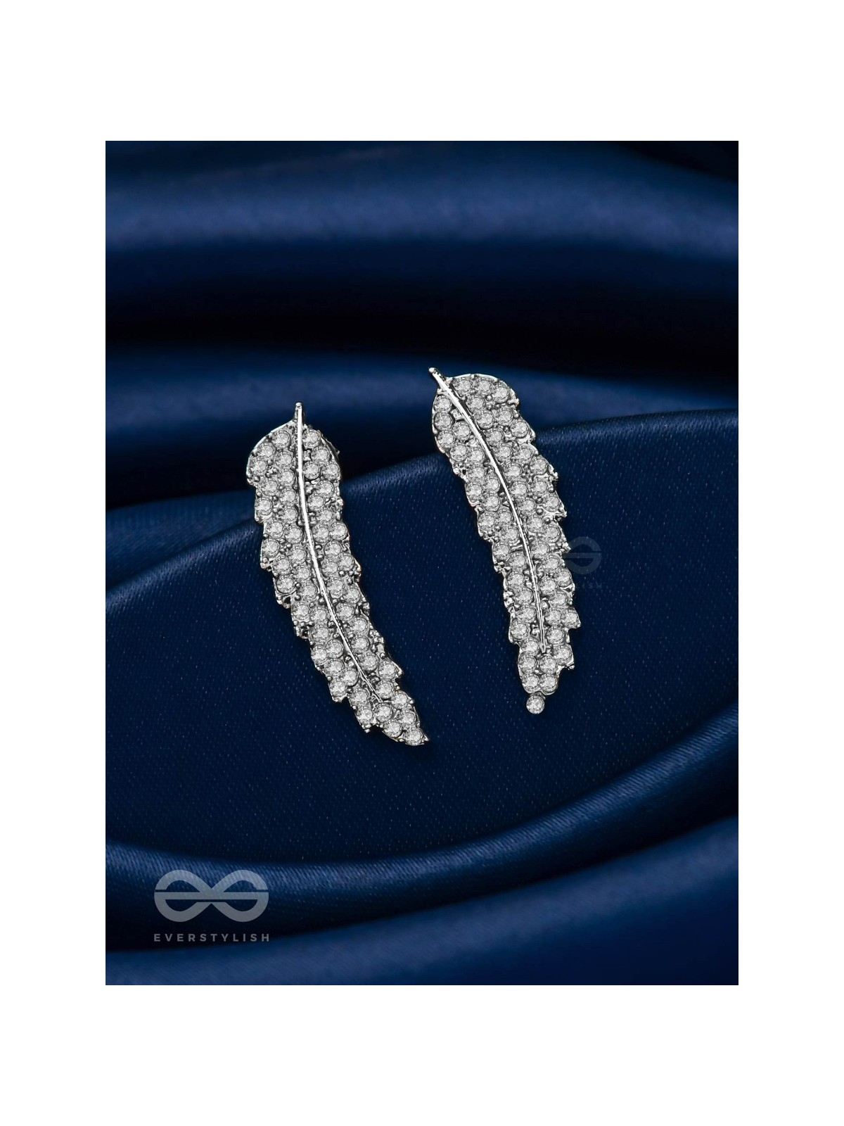 Feathered Finesse- Statement Embellished Earrings 