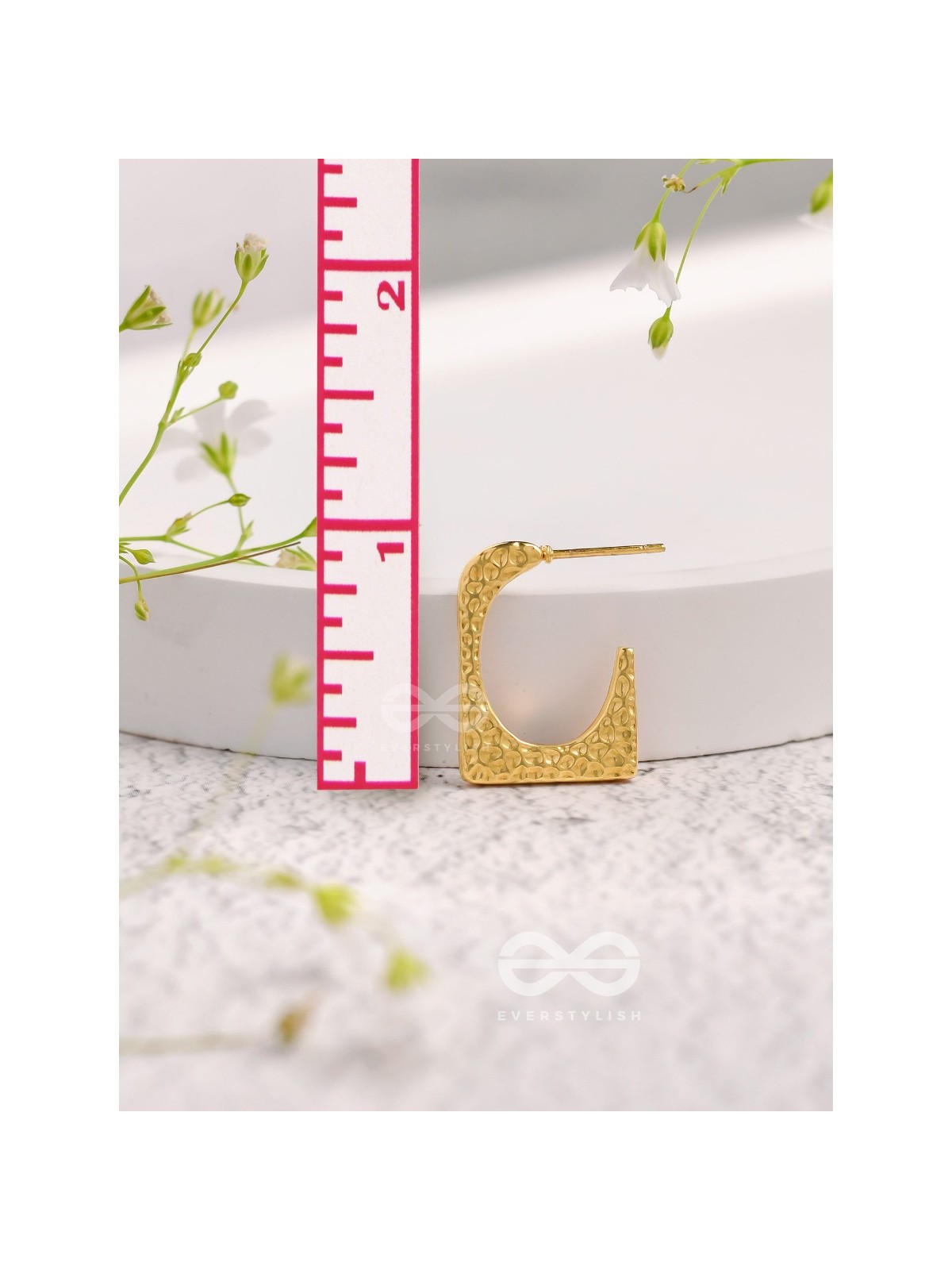 A Pixel Play - Golden Stainless Steel Earrings With Anti-Tarnish Coating