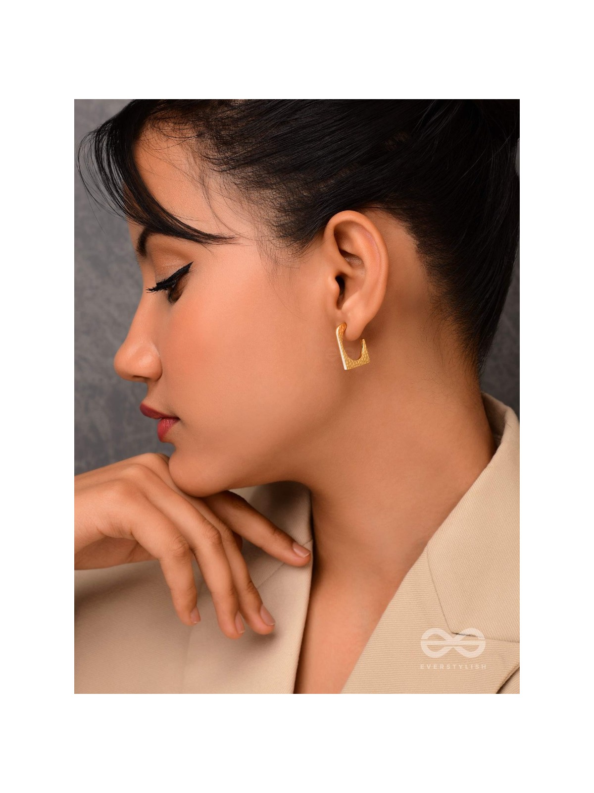 A Pixel Play - Golden Stainless Steel Earrings With Anti-Tarnish Coating