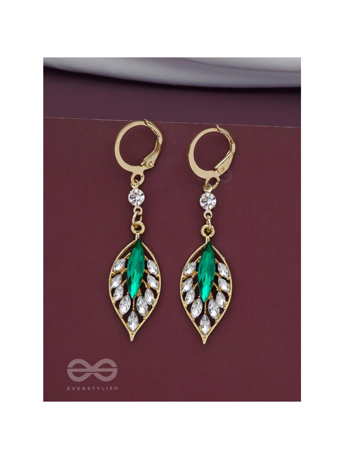 Lush Leaflets - Golden Embellished Earrings